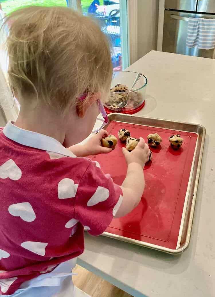 Toddler Making Chocolate Chip Cookies